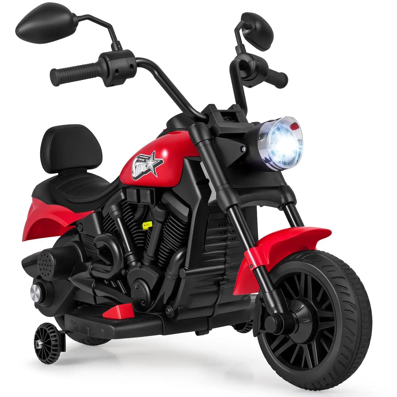 6V Kids Motorcycle with Headlight and Music and Training Wheels by DirectDeals