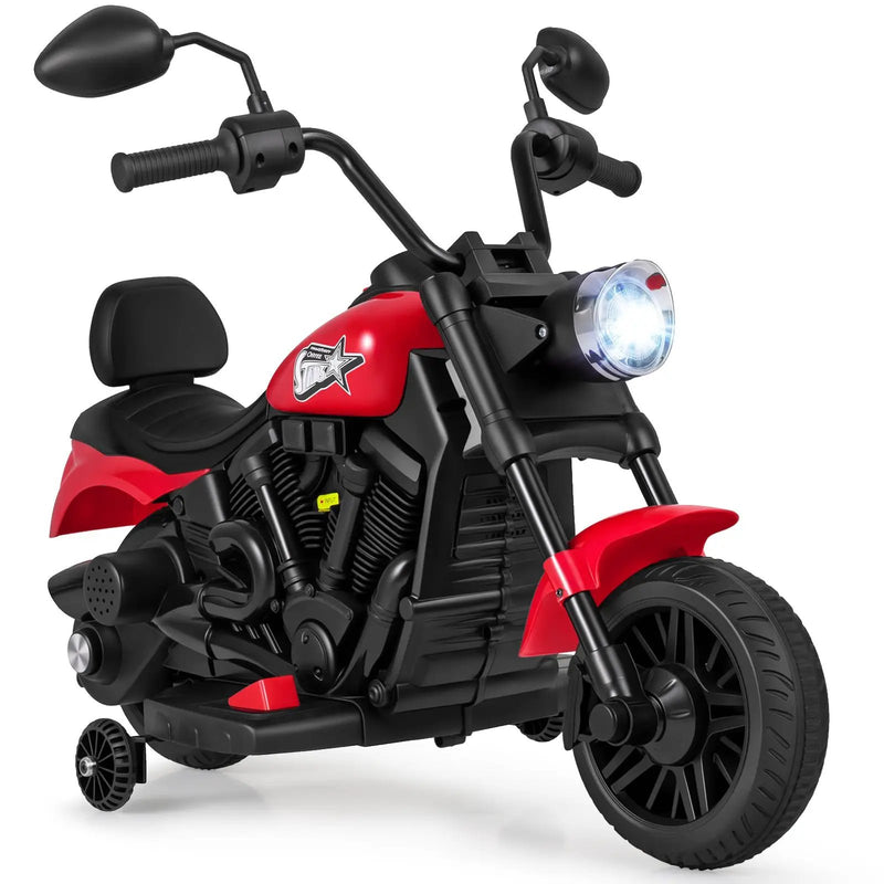 6V Kids Motorcycle with Headlight and Music and Training Wheels by DirectDeals