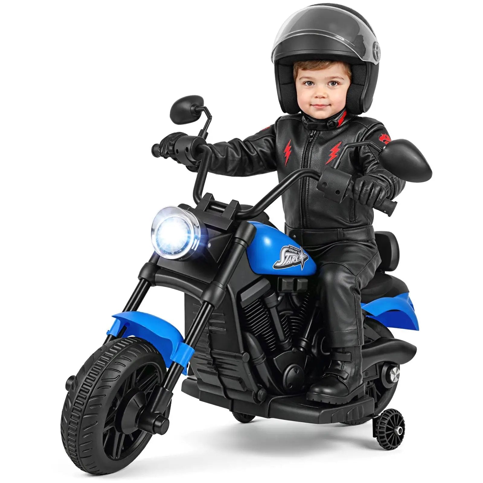 6V Kids Motorcycle with Headlight and Music and Training Wheels by DirectDeals