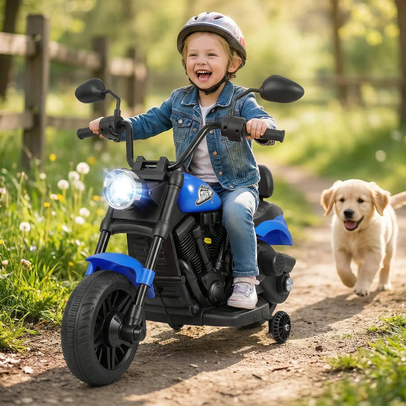 6V Kids Motorcycle with Headlight and Music and Training Wheels by DirectDeals