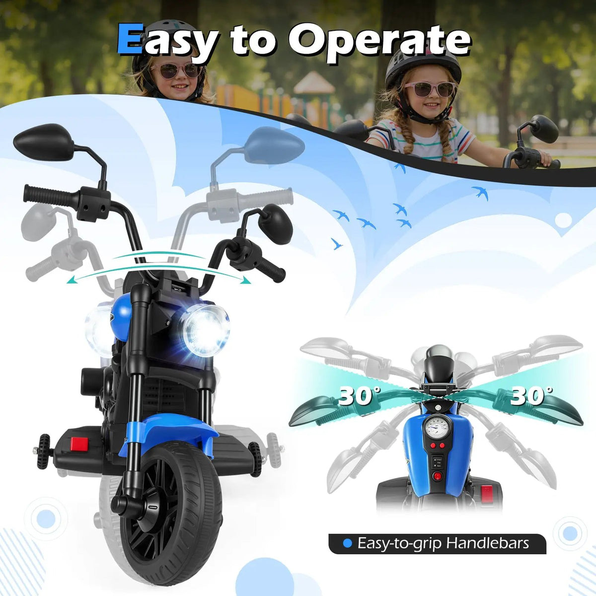 6V Kids Motorcycle with Headlight and Music and Training Wheels, photo 28 of 32