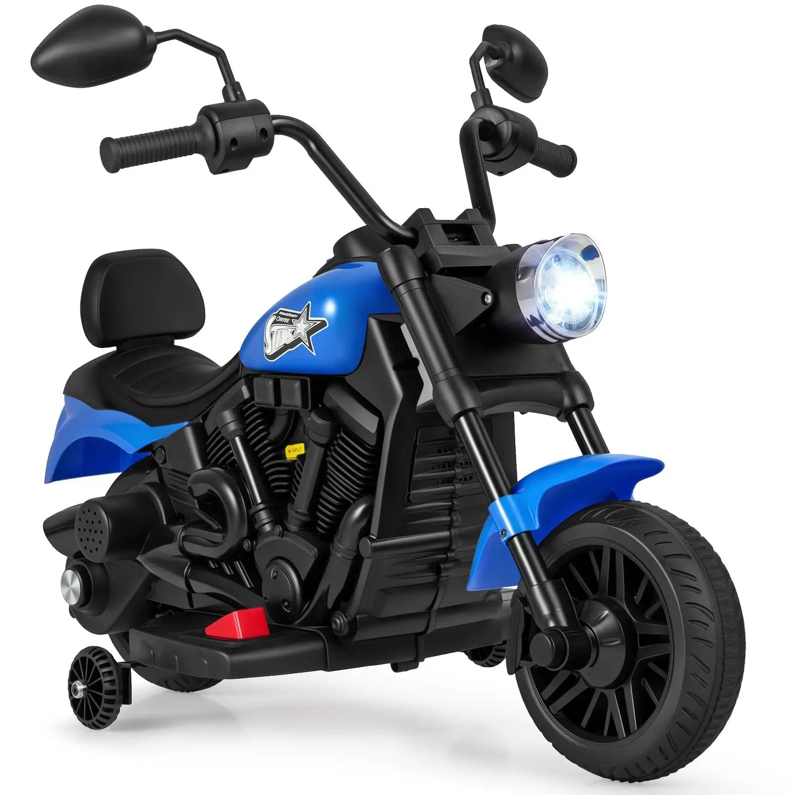6V Kids Motorcycle with Headlight and Music and Training Wheels by DirectDeals