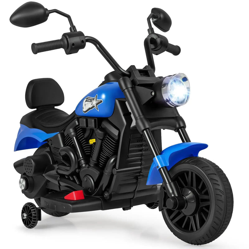 6V Kids Motorcycle with Headlight and Music and Training Wheels by DirectDeals