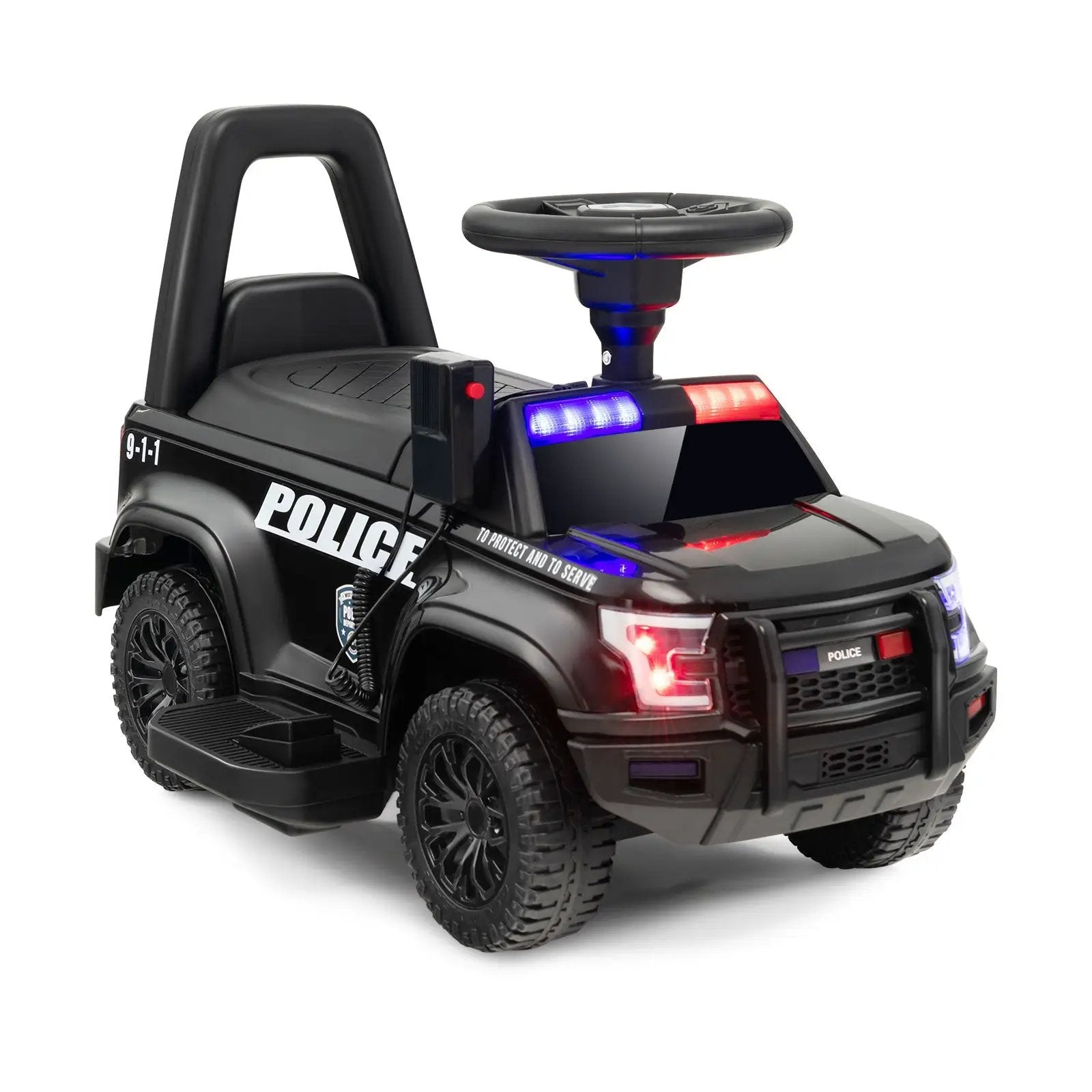 6V Kids Ride On Police Car with Real Megaphone and Siren Flashing Lights by DirectDeals