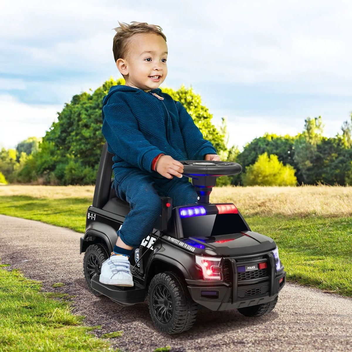 6V Kids Ride On Police Car with Real Megaphone and Siren Flashing Lights, photo 2 of 10