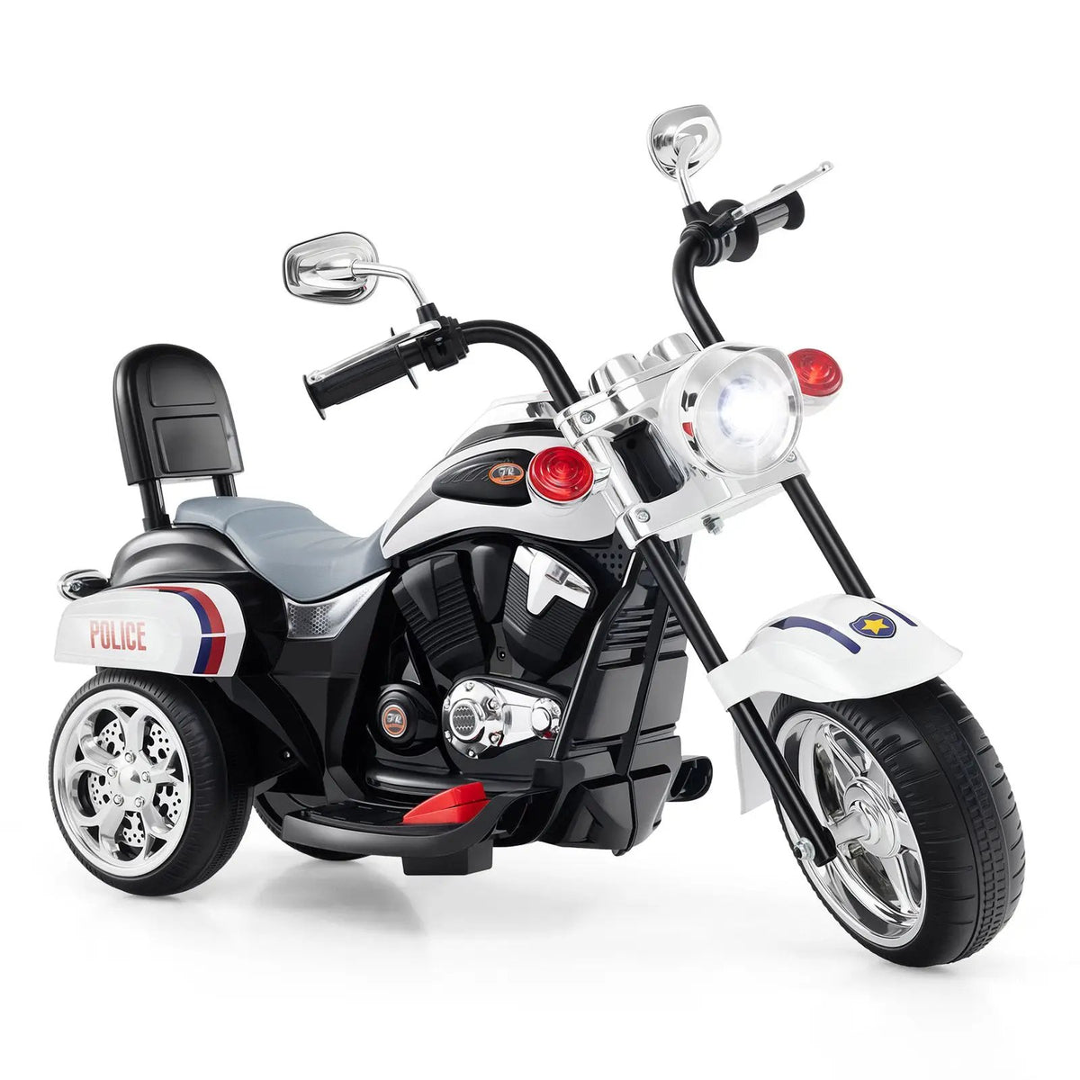 6V Powered Toddler 3-Wheel Motorbike Ride On Toy with Horn and Headlight-Black and White, photo 9 of 15