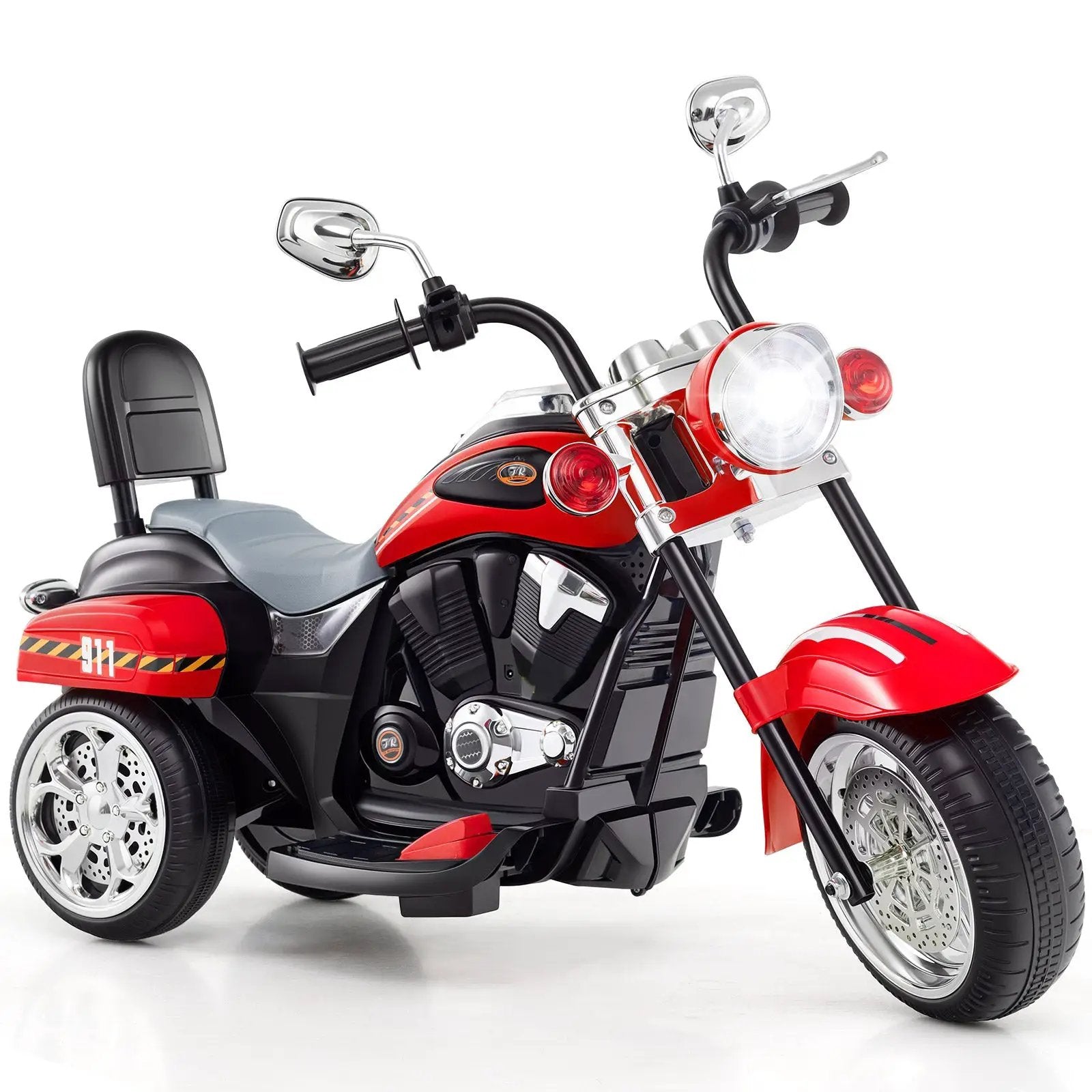 6V Powered Toddler 3-Wheel Motorbike Ride On Toy with Horn and Headlight-Black and White by DirectDeals