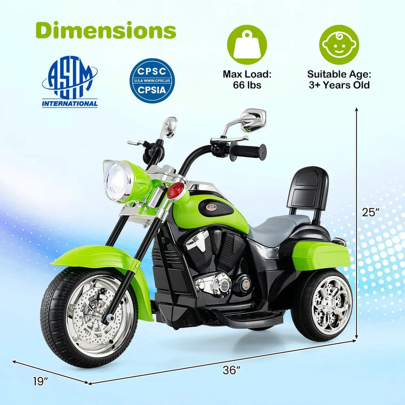 3-Wheel Electric Motorcycle Ride-On Toy for Toddlers 3+ by DirectDeals