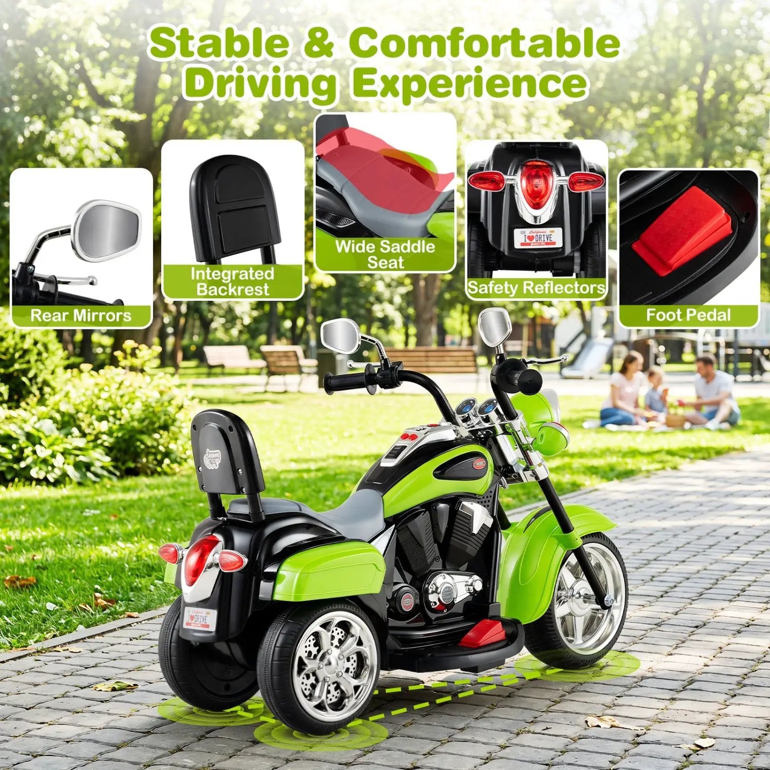 3-Wheel Electric Motorcycle Ride-On Toy for Toddlers 3+ by DirectDeals