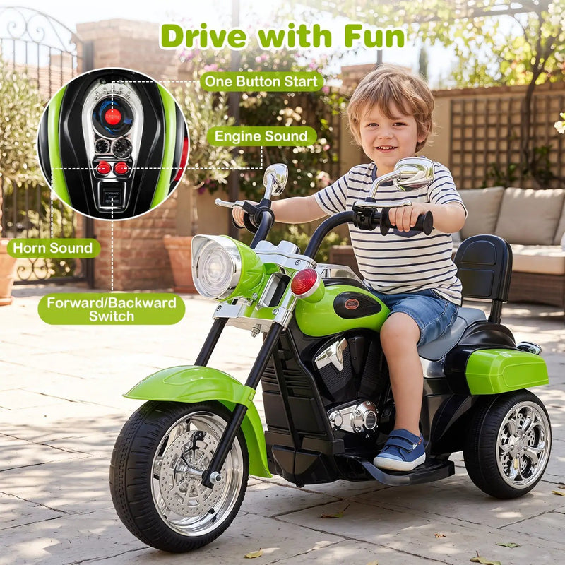 3-Wheel Electric Motorcycle Ride-On Toy for Toddlers 3+ by DirectDeals