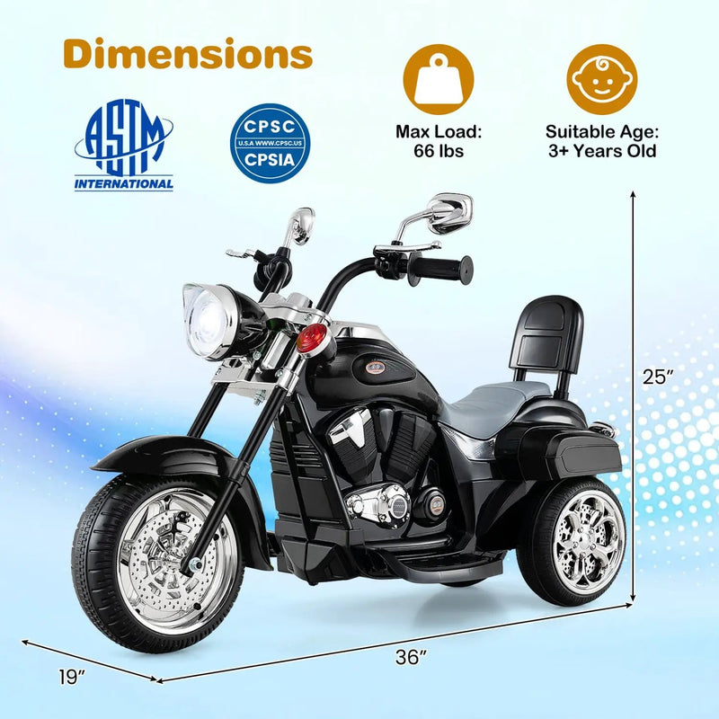 3-Wheel Electric Motorcycle Ride-On Toy for Toddlers 3+ by DirectDeals