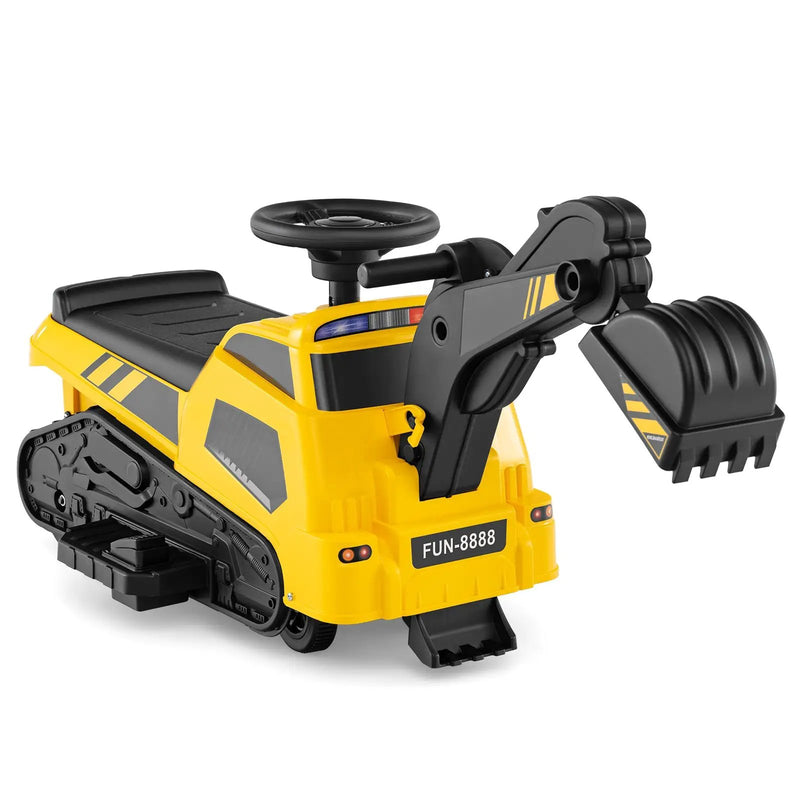 6V Ride on Tractor 3-in-1 Electric Excavator with Adjustable Arms and Music-Yellow by DirectDeals