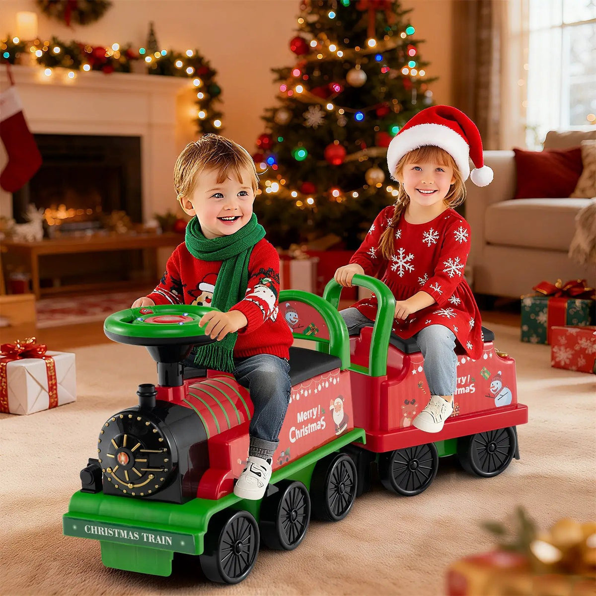 6V Ride on Train 2-Seater with Carriage and Flashing LED Lights, photo 3 of 24