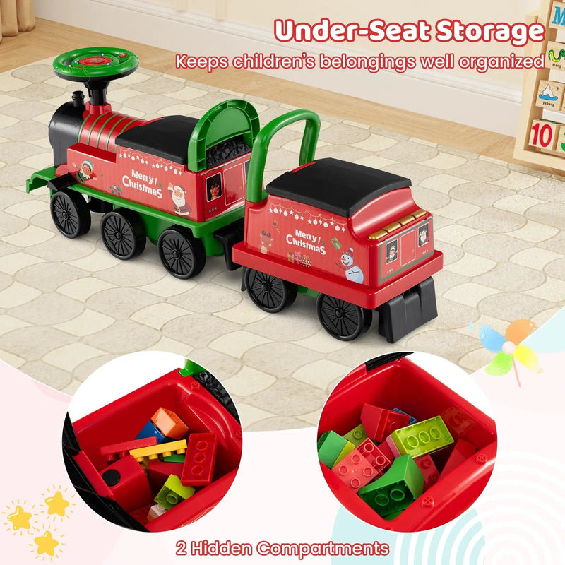 6V Ride on Train 2-Seater with Carriage and Flashing LED Lights by DirectDeals