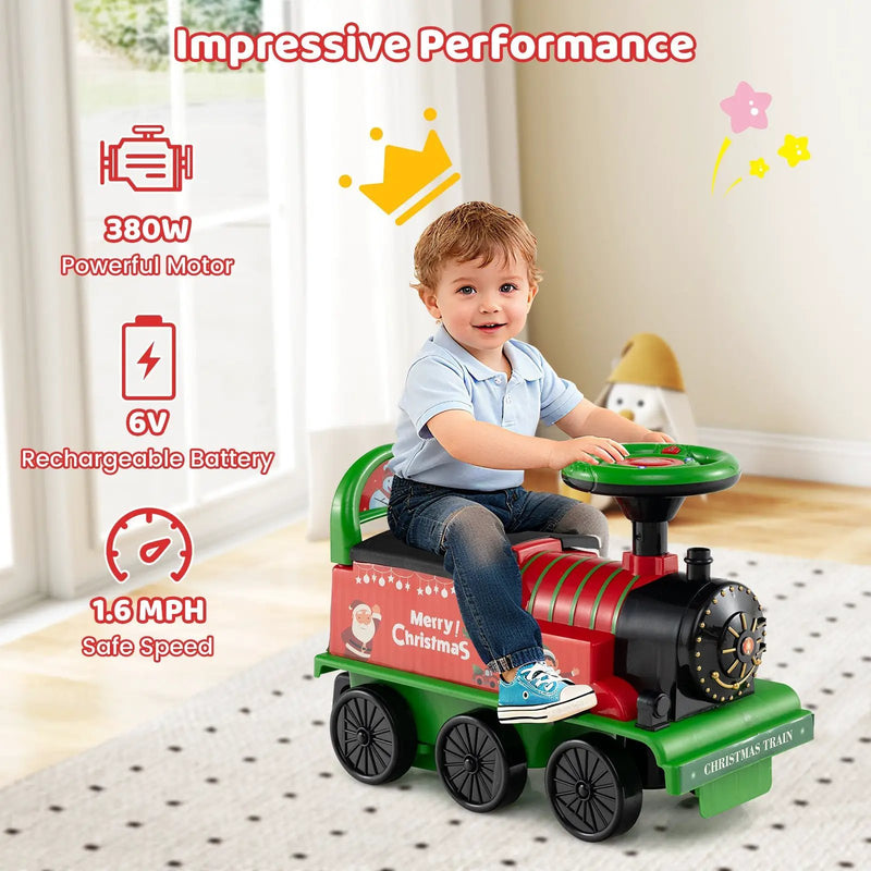 6V Ride on Train 2-Seater with Carriage and Flashing LED Lights by DirectDeals