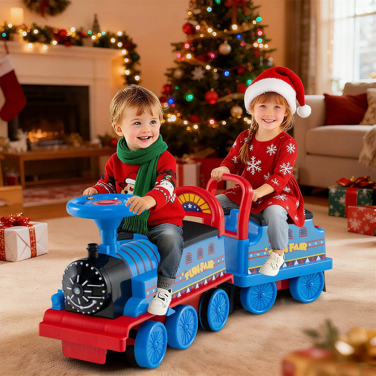 6V Ride on Train 2-Seater with Carriage and Flashing LED Lights, photo 2 of 24