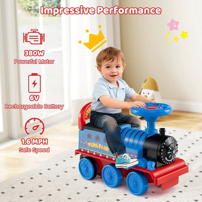 6V Ride on Train 2-Seater with Carriage and Flashing LED Lights by DirectDeals