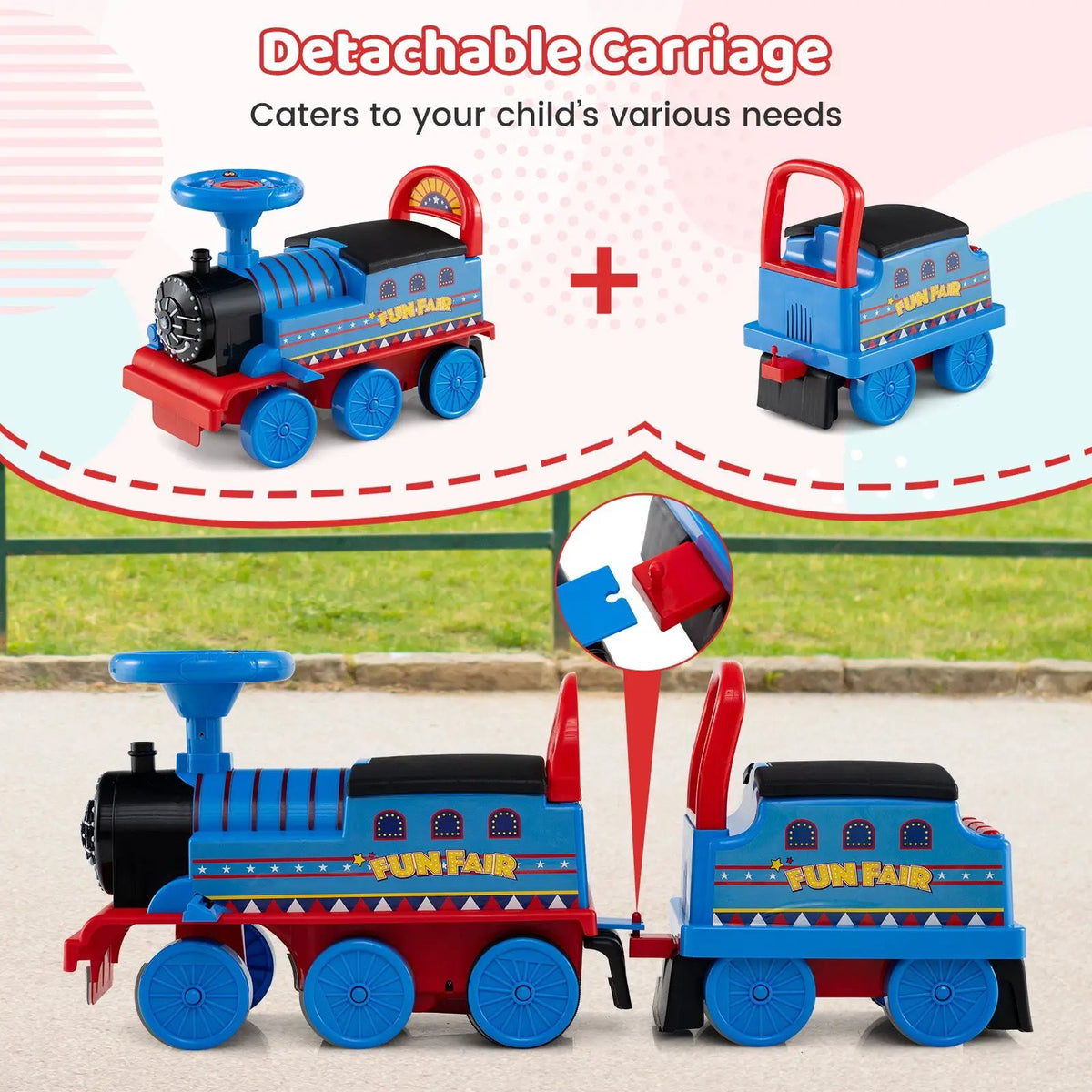 6V Ride on Train 2-Seater with Carriage and Flashing LED Lights, photo 19 of 24