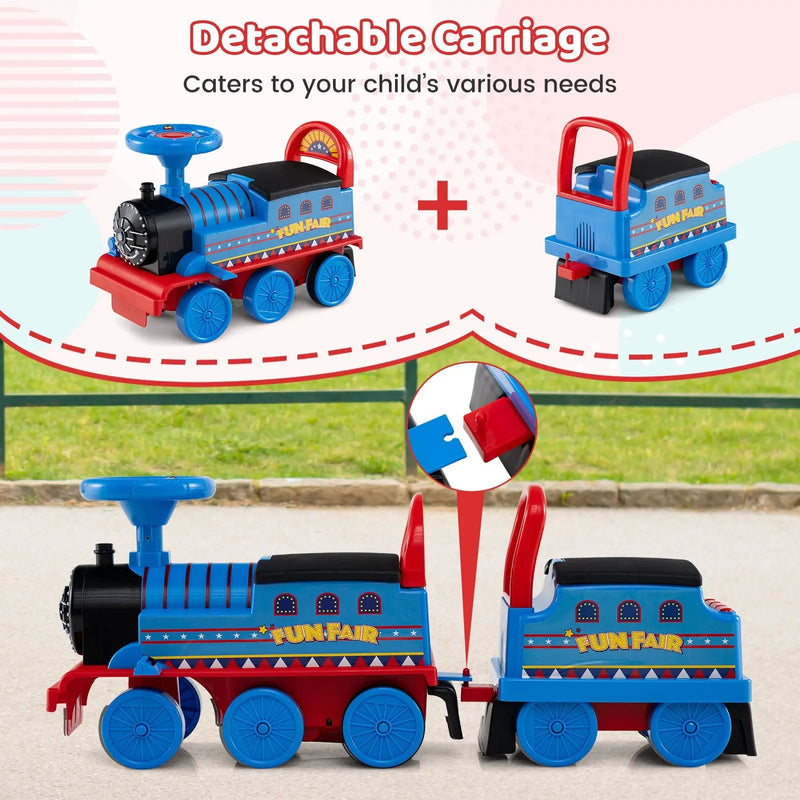 6V Ride on Train 2-Seater with Carriage and Flashing LED Lights by DirectDeals