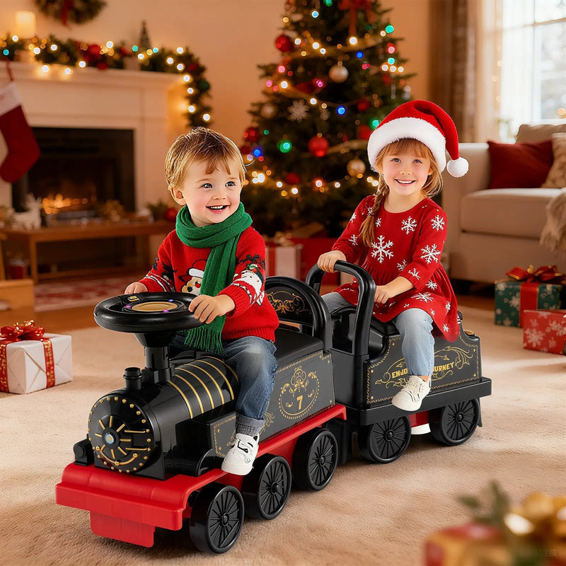 6V Ride on Train 2-Seater with Carriage and Flashing LED Lights by DirectDeals