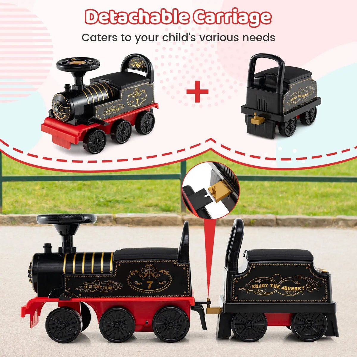 6V Ride on Train 2-Seater with Carriage and Flashing LED Lights, photo 15 of 24