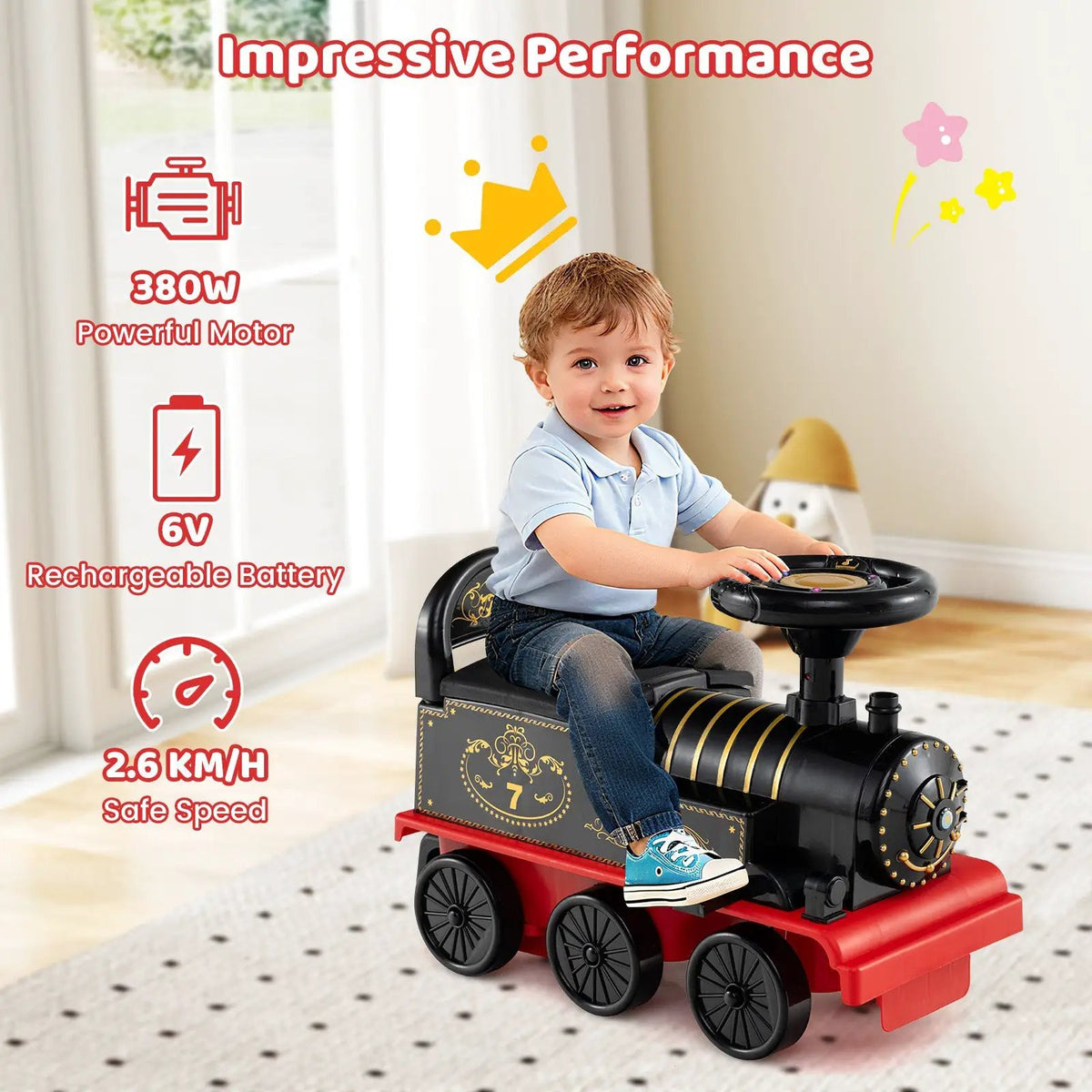 6V Ride on Train 2-Seater with Carriage and Flashing LED Lights, photo 17 of 24