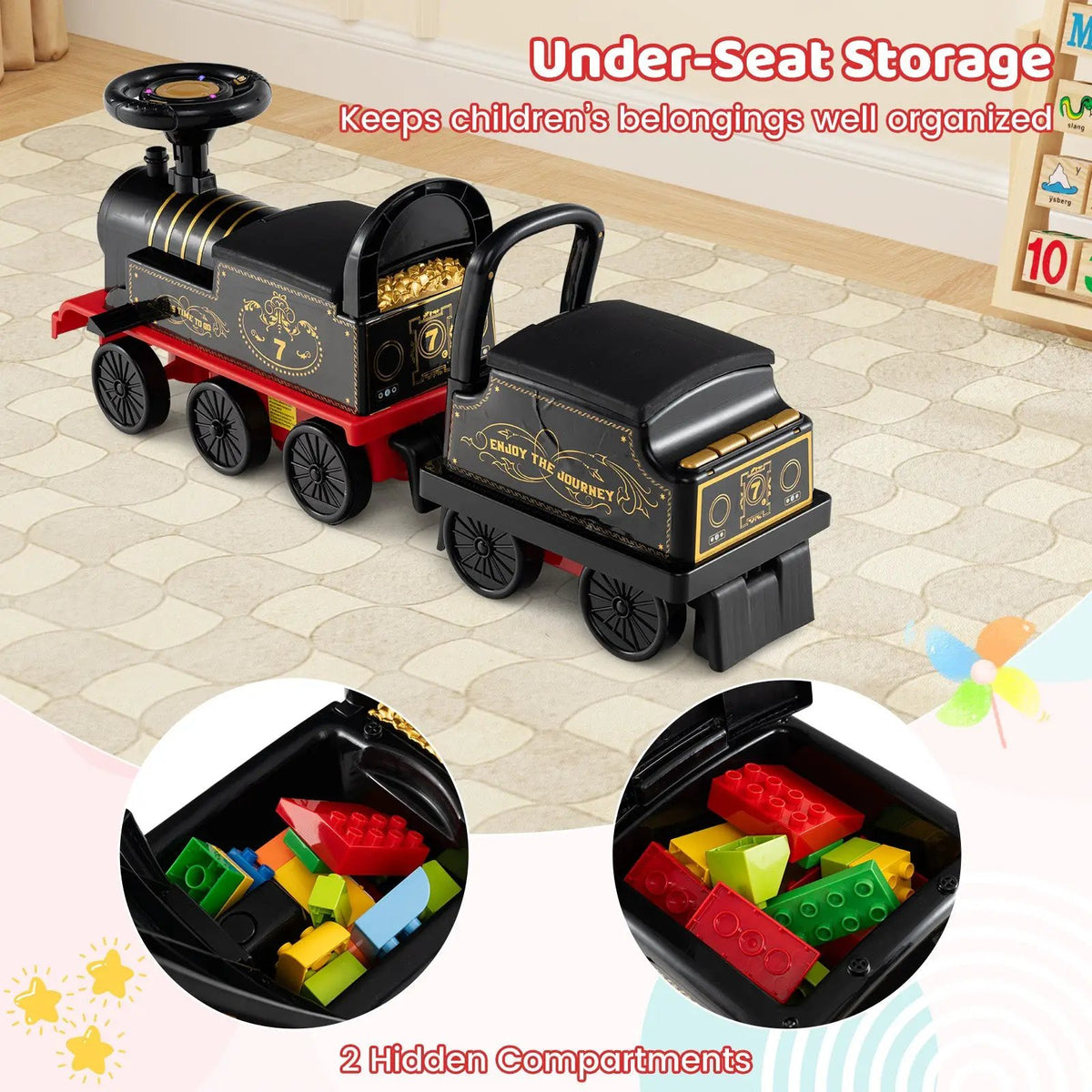 6V Ride on Train 2-Seater with Carriage and Flashing LED Lights, photo 23 of 24