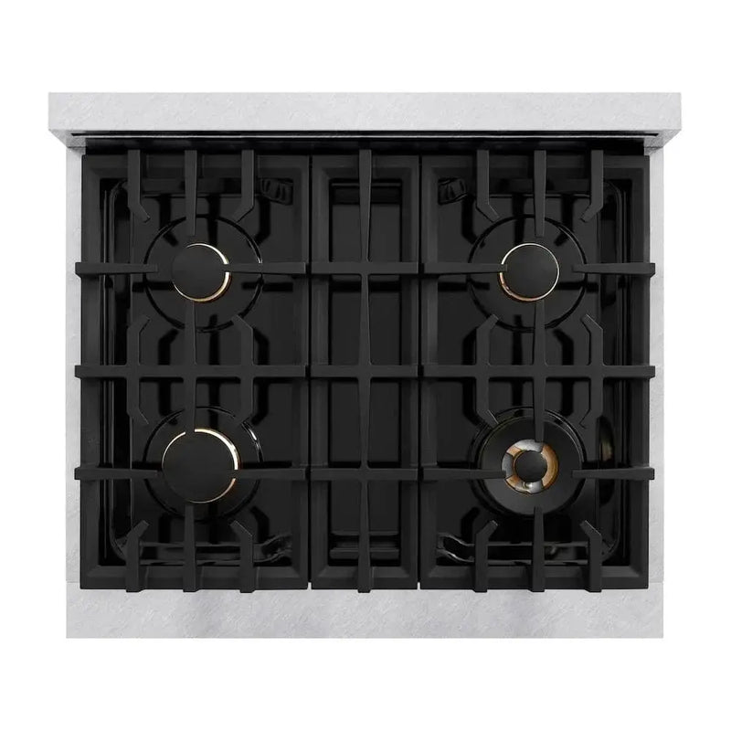 ZLINE 30"Classic Gas Range, Convection Gas Oven, DuraSnow® Stainless Steel, Matte Black CGRSZ-30-MB by Farmhouse Kitchen and Bath