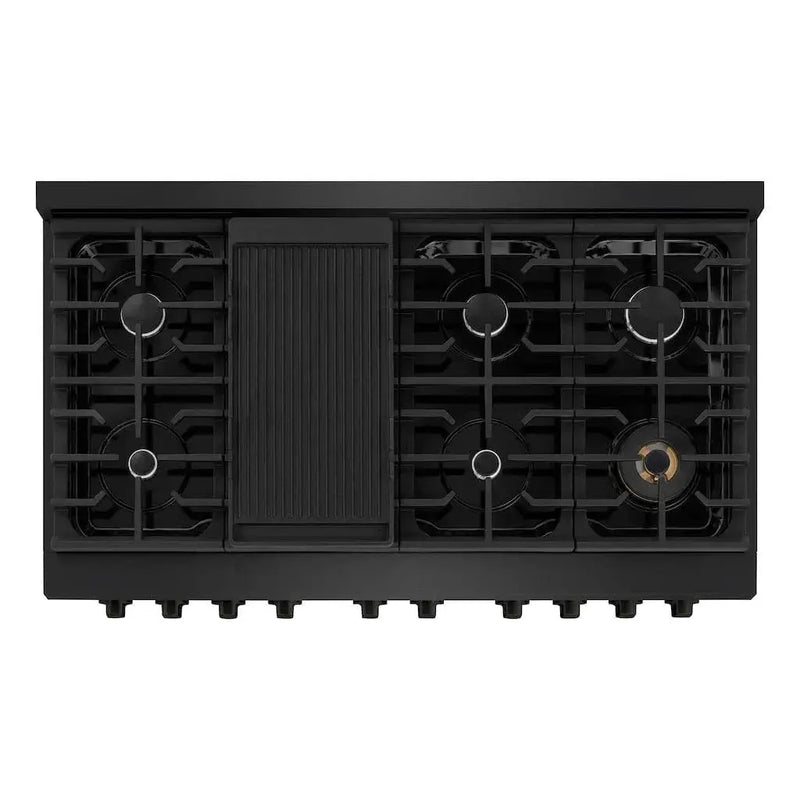 ZLINE 48 in.Gas Range, Convection Gas Oven, Black Stainless Steel, SGRB-48 by Farmhouse Kitchen and Bath