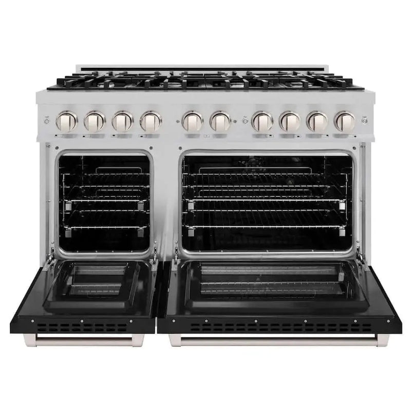 ZLINE 48" Select Gas Range Gas Convection Gas Oven Stainless Steel Black Matte Door HGR-BLM-48 by Farmhouse Kitchen and Bath