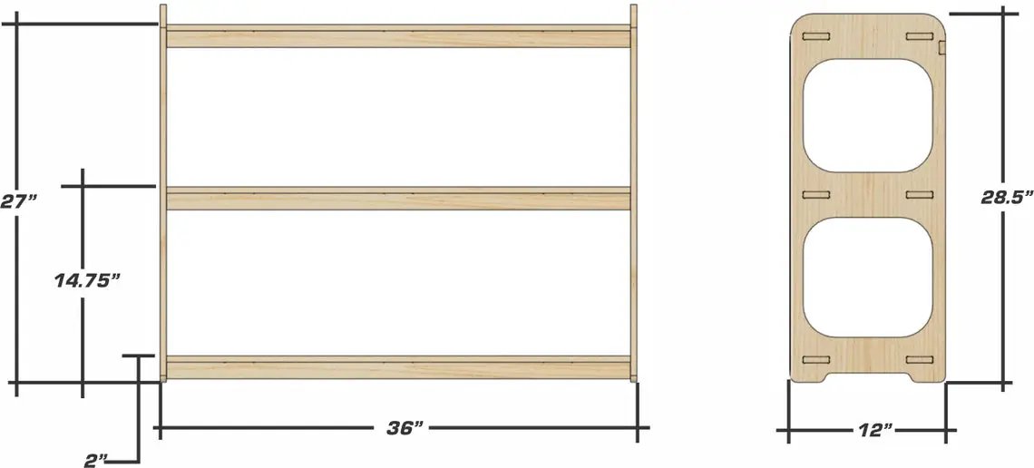 RILEY- Open Sided Toy Shelf by Bush Acres