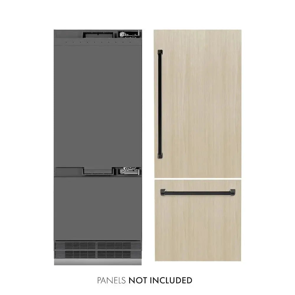 ZLINE 30" Panel Ready Built-In Bottom Freezer Refrigerator,Water Dispenser, Ice Maker,Graphite Gray, Matte Black GRBIVZ-30-MB by Farmhouse Kitchen and Bath