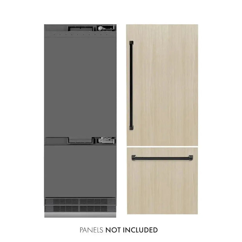 ZLINE 30" Panel Ready Built-In Bottom Freezer Refrigerator,Water Dispenser, Ice Maker,Graphite Gray, Matte Black GRBIVZ-30-MB by Farmhouse Kitchen and Bath