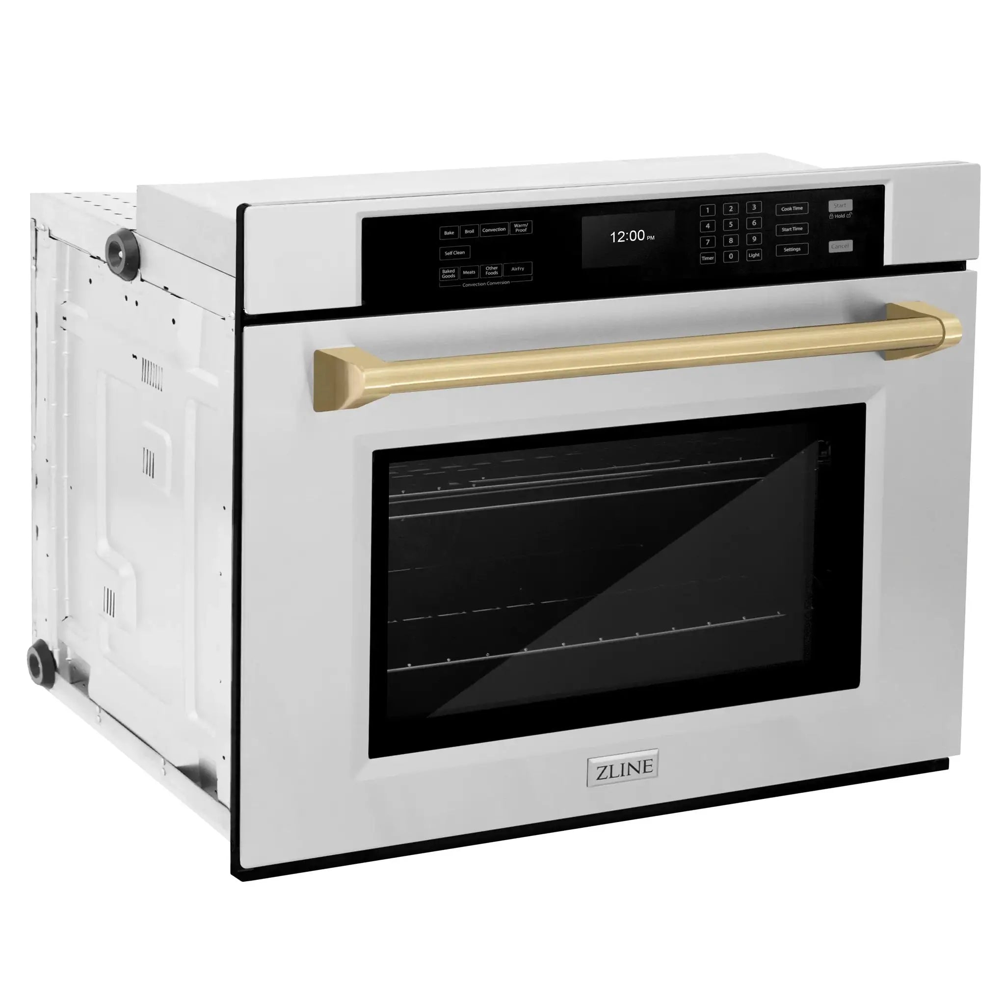 ZLINE 30" Autograph Edition Professional True Convection Single Wall Oven, Air Fry, Self Clean, Stainless Steel, Champagne Bronze WASZ-30-CB by Farmhouse Kitchen and Bath