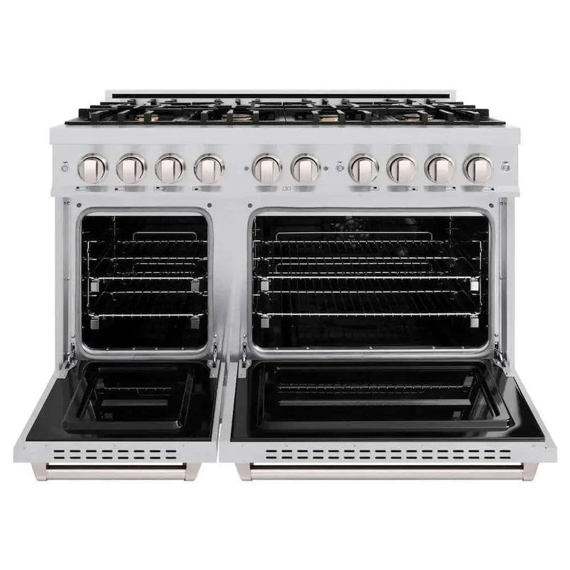ZLINE 48"Classic Double Oven Gas Range, Stainless Steel, Brass Burners, CGR-BR-48 by Farmhouse Kitchen and Bath