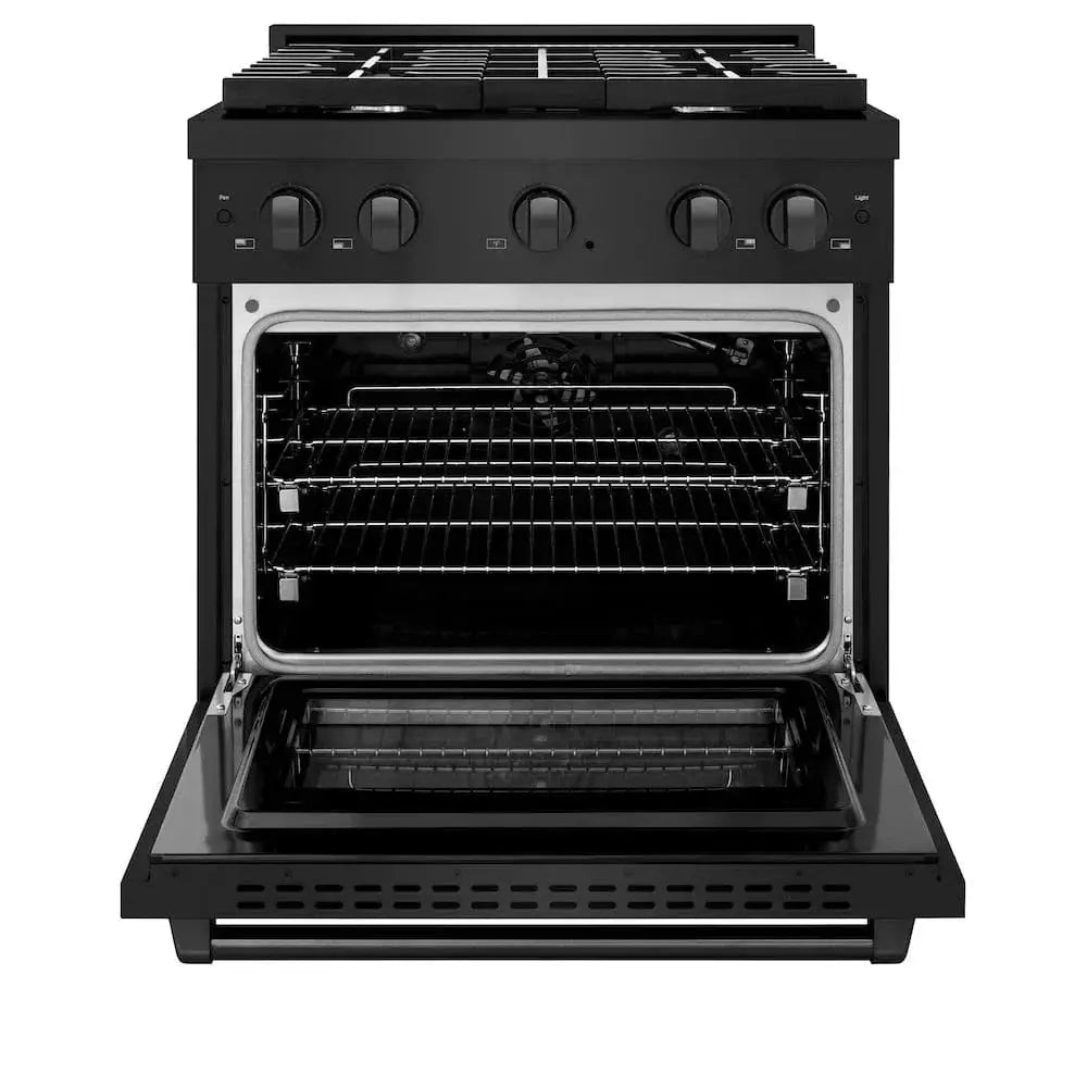 ZLINE 30"Paramount Dual Fuel Range Black Stainless Steel, SDRB-30 by Farmhouse Kitchen and Bath
