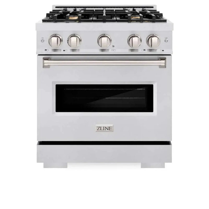ZLINE 30" Classic Gas Range, Convection Gas Oven DuraSnow® Stainless Steel, Brass Burners CGRS-BR-30 by Farmhouse Kitchen and Bath