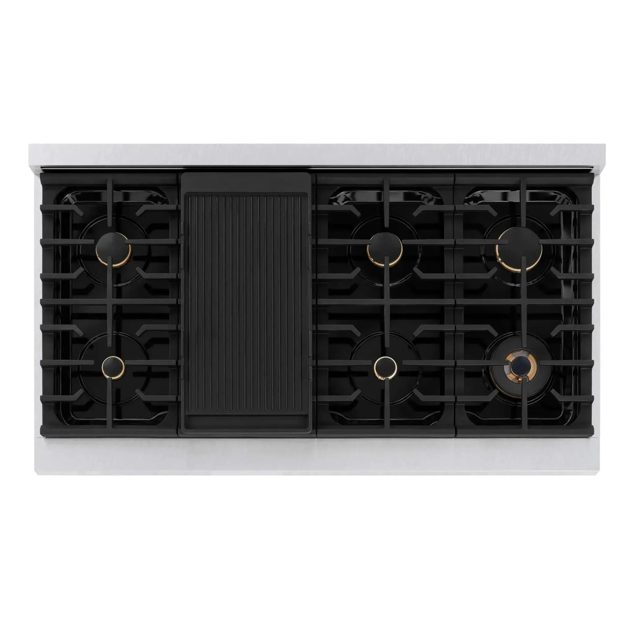 ZLINE 48"Paramount Dual Fuel Range DuraSnow® White Matte, Gold SDRSZ-WM-48-G by Farmhouse Kitchen and Bath
