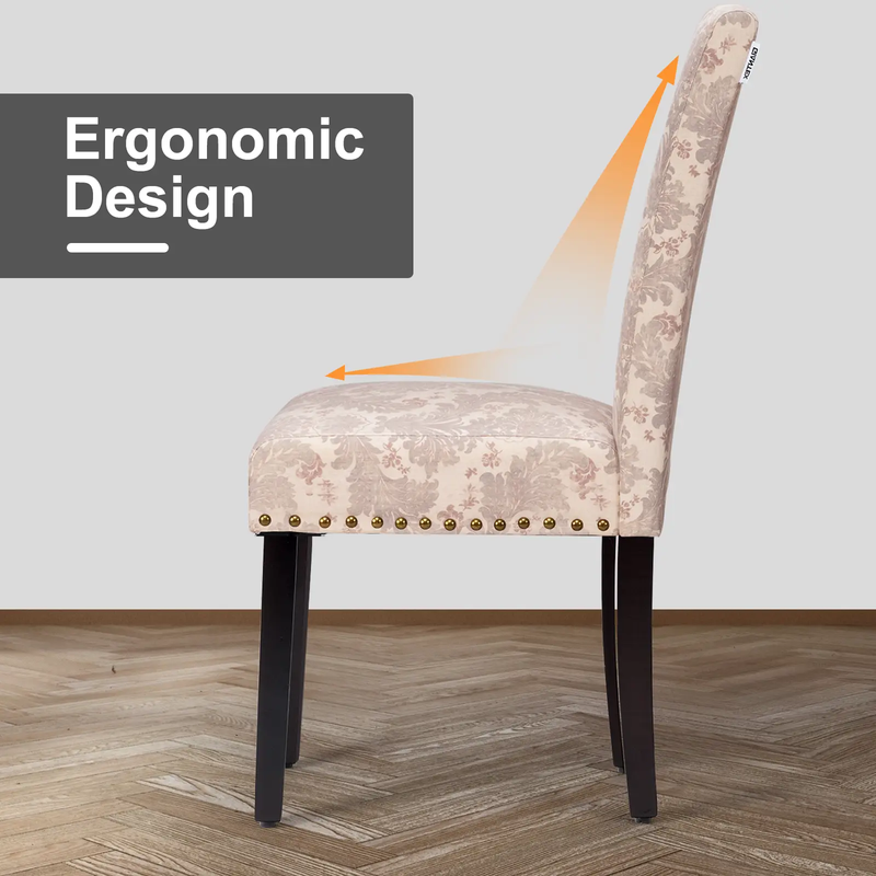 Set of 2 Fabric Upholstered Dining Chairs with Nailhead by DirectDeals