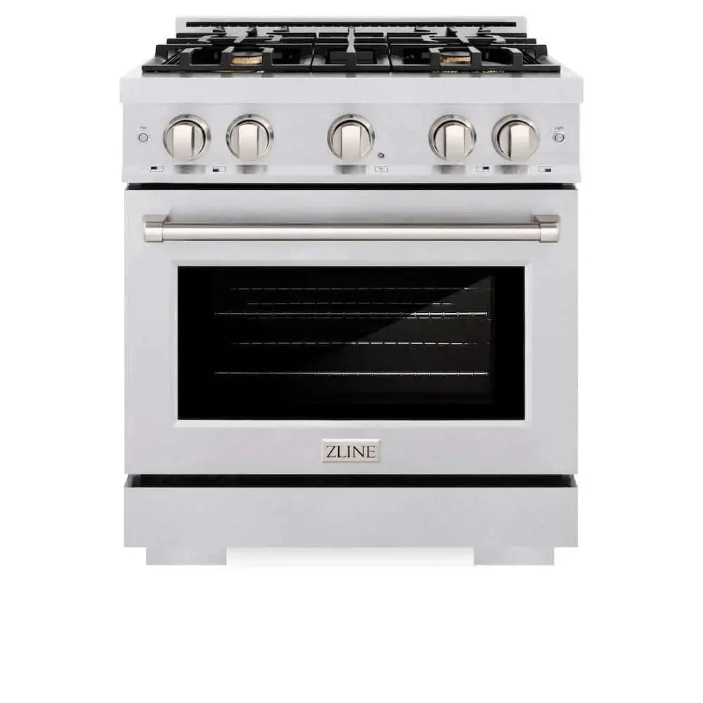 ZLINE 30" Select Gas Range Convection Gas Oven DuraSnow® Stainless Steel Brass Burners HGRS-BR-30 by Farmhouse Kitchen and Bath