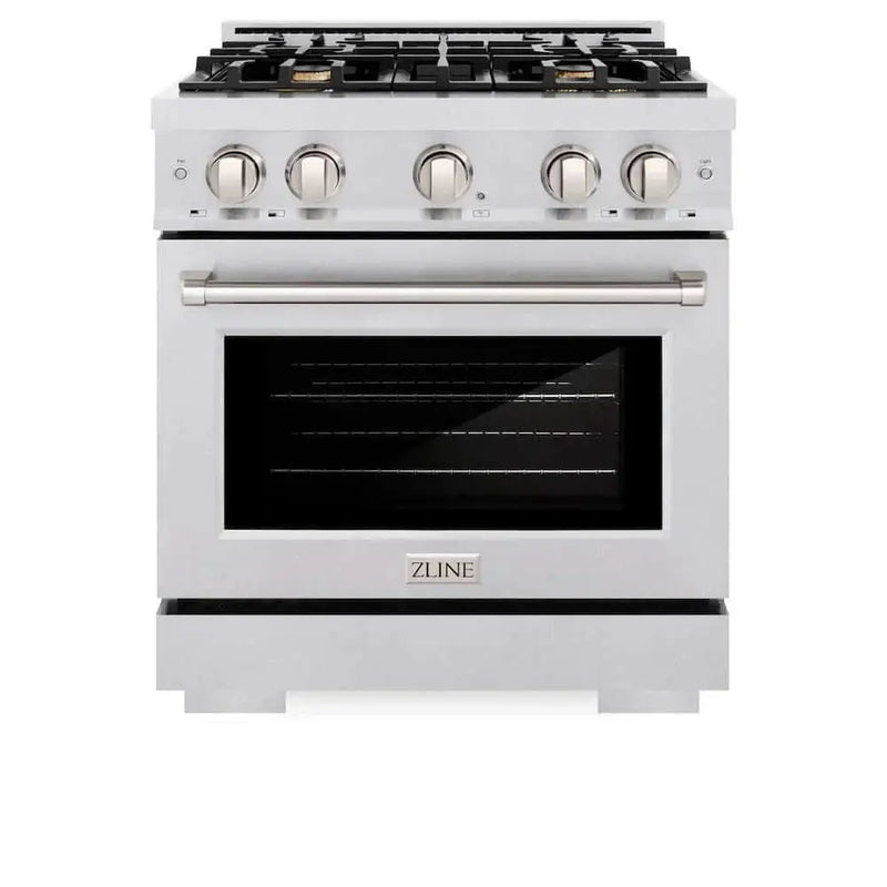 ZLINE 30" Select Gas Range Convection Gas Oven DuraSnow® Stainless Steel Brass Burners HGRS-BR-30 by Farmhouse Kitchen and Bath