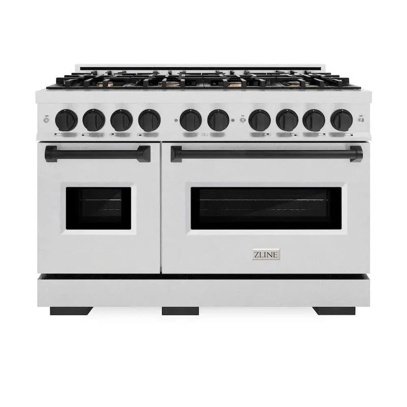 ZLINE 48"Classic Gas Range, Convection Gas Oven, DuraSnow® Stainless Steel, Matte Black CGRSZ-48-MB by Farmhouse Kitchen and Bath