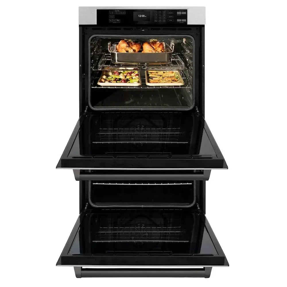 ZLINE 30"Professional True Convection Double Wall Oven, Air Fry, Self Clean, DuraSnow® Matte Black WADSZ-30-MB by Farmhouse Kitchen and Bath