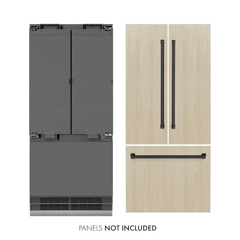 ZLINE 36" Panel Ready Built-In Bottom Freezer Refrigerator,Water Dispenser, Ice Maker,Graphite Gray, Matte Black GRBIVZ-36-MB by Farmhouse Kitchen and Bath