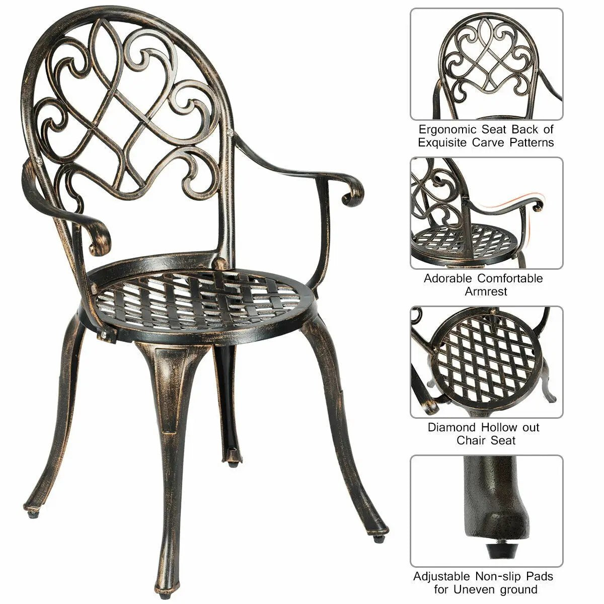 3 Pieces Outdoor Set Patio Bistro with Attached Removable Ice Bucket by DirectDeals