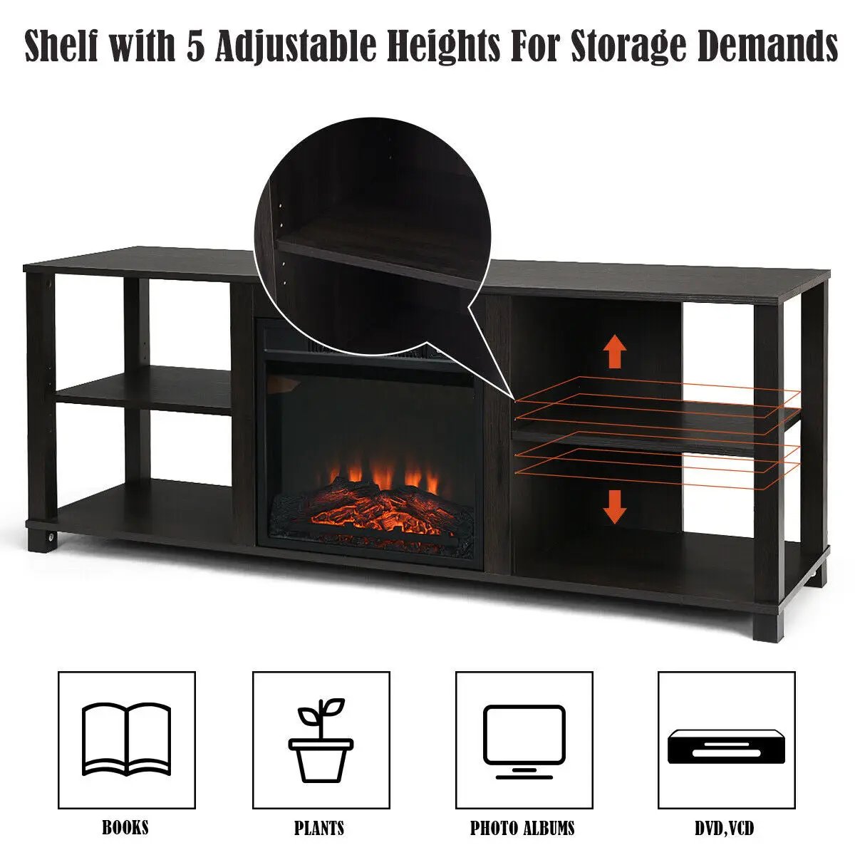 2-Tier TV Storage Cabinet Console with Adjustable Shelves by DirectDeals