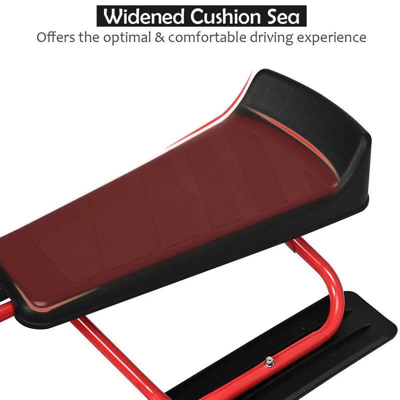 Kids Snow Sled with Steering Wheel and Double Brakes Pull Rope by DirectDeals