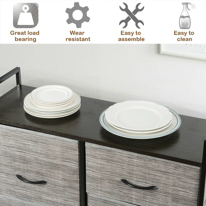 5 Fabric Drawers Dresser with Metal Frame and Wooden Top by DirectDeals