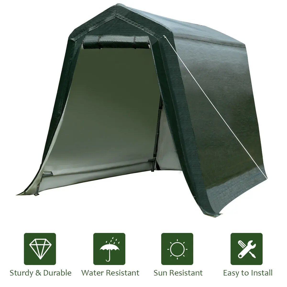 Outdoor Carport Shed with Sidewalls and Waterproof Ripstop Cover, photo 6 of 11