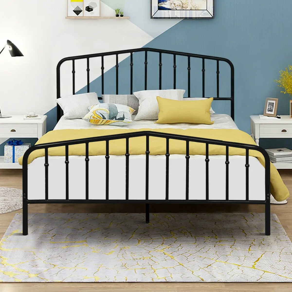 Queen Size Metal Bed Frame Slat Platform, photo 13 of 16